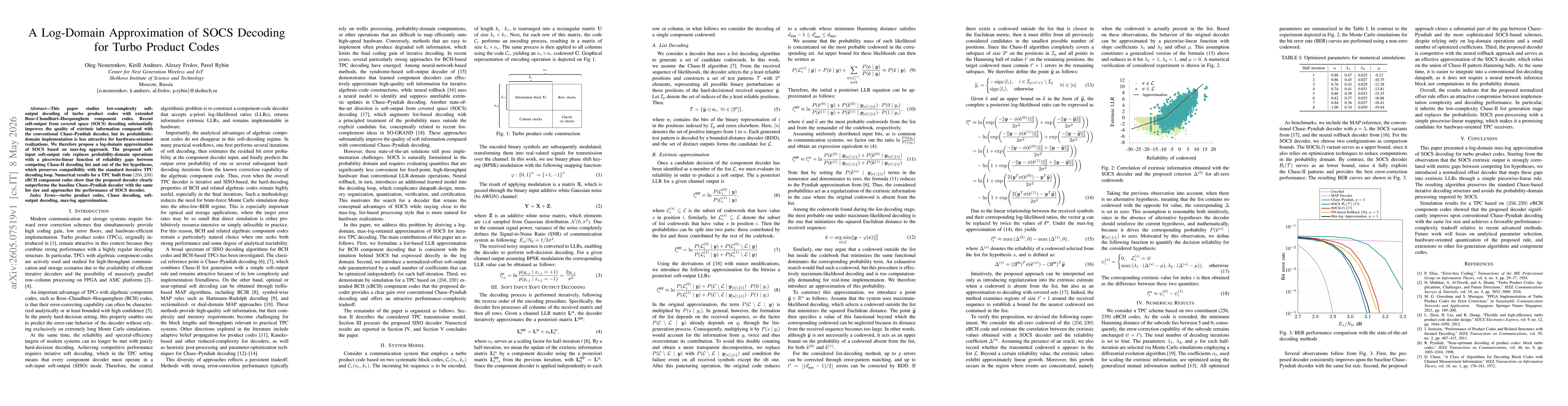 Thumbnail for A Log-Domain Approximation of SOCS Decoding for Turbo Product Codes