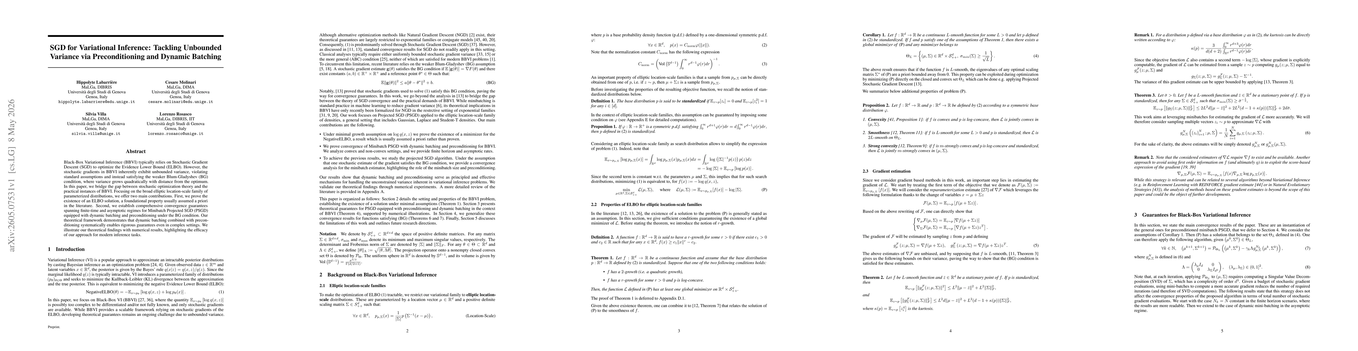 Thumbnail for SGD for Variational Inference: Tackling Unbounded Variance via Preconditioning and Dynamic Batching