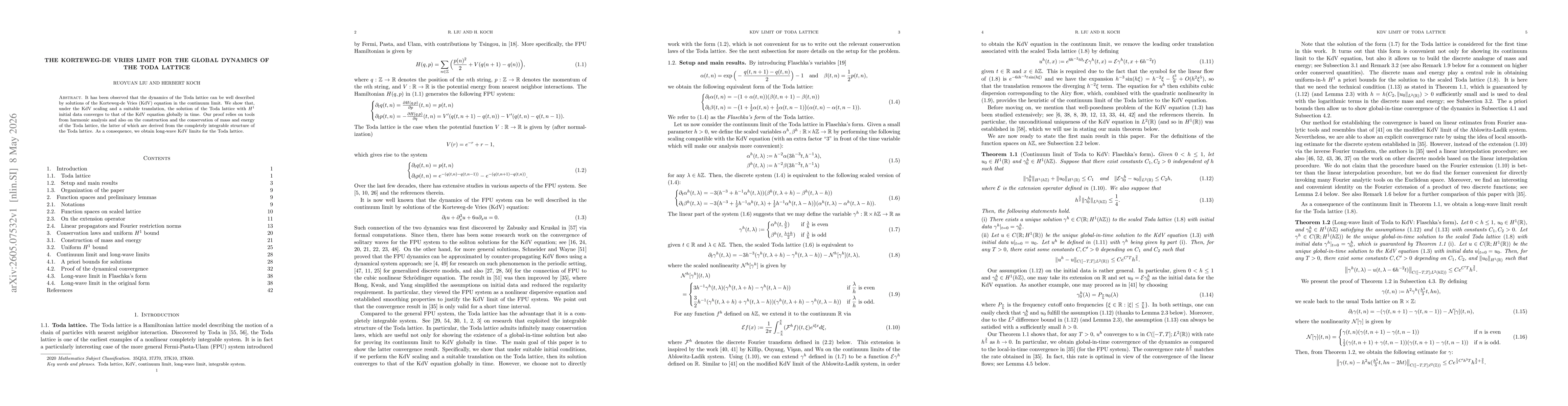 Thumbnail for The Korteweg-de Vries limit for the global dynamics of the Toda lattice