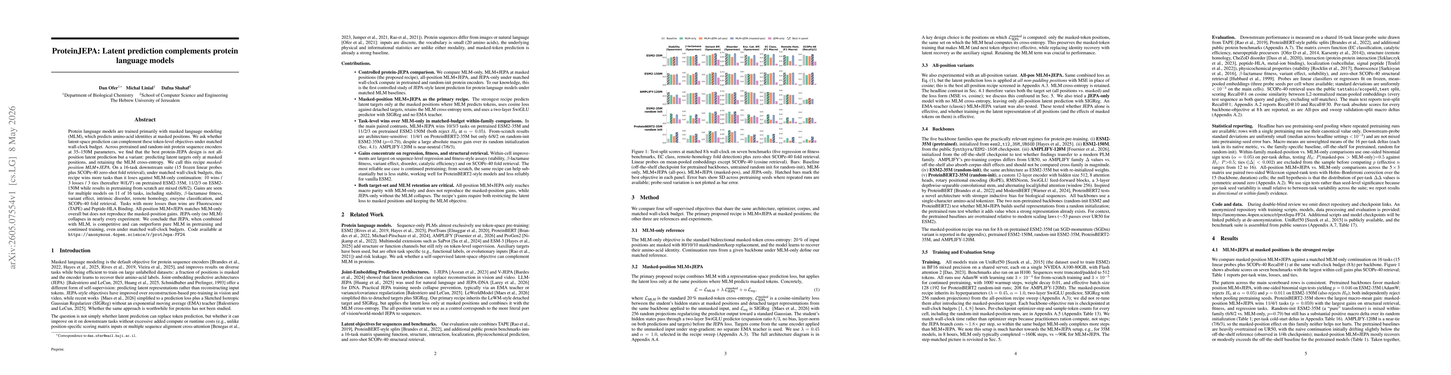 Thumbnail for ProteinJEPA: Latent prediction complements protein language models