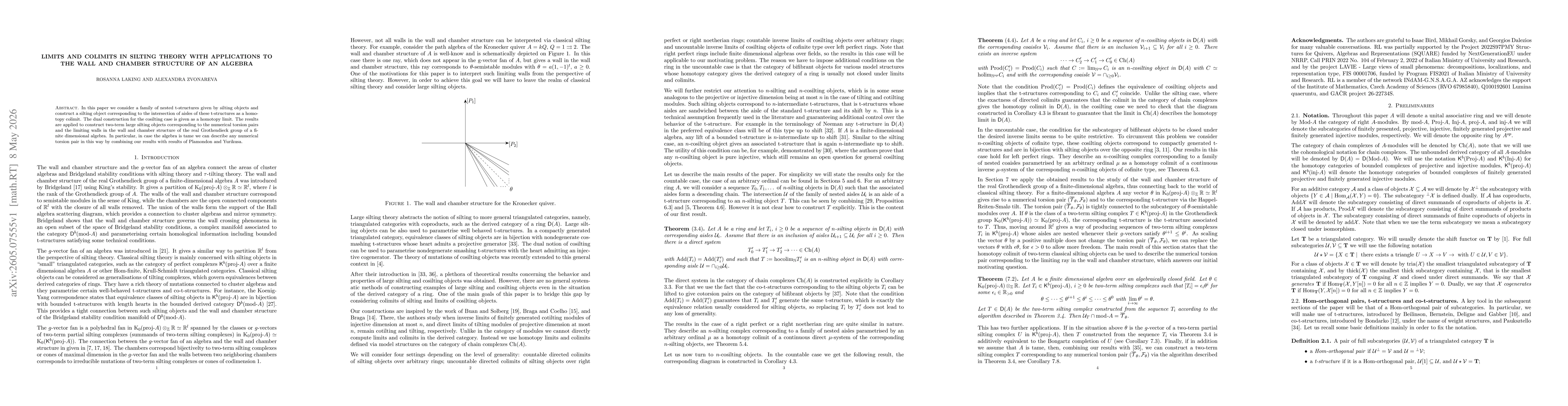 Thumbnail for Limits and colimits in silting theory with applications to the wall and chamber structure of an algebra