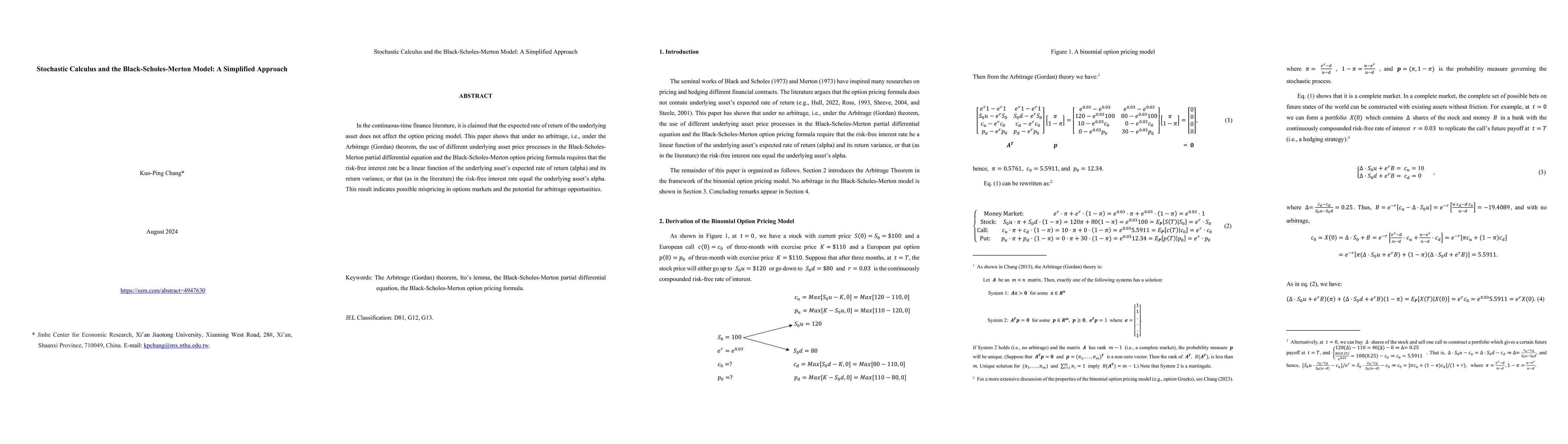 Thumbnail for Stochastic Calculus and the Black-Scholes-Merton Model: A Simplified Approach