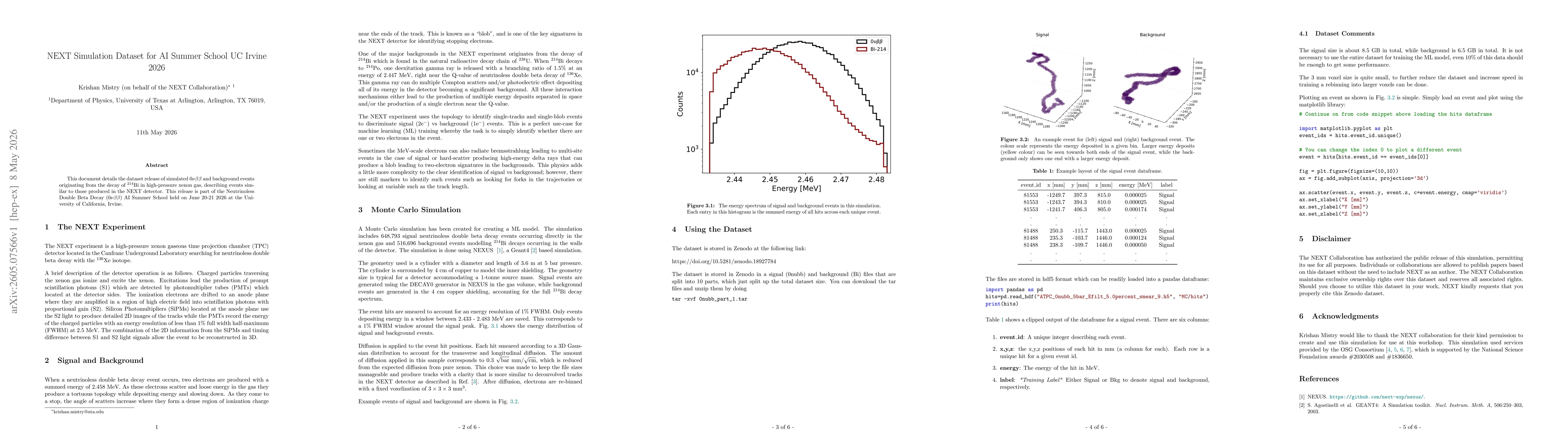 Thumbnail for NEXT Simulation Dataset for AI Summer School UC Irvine 2026