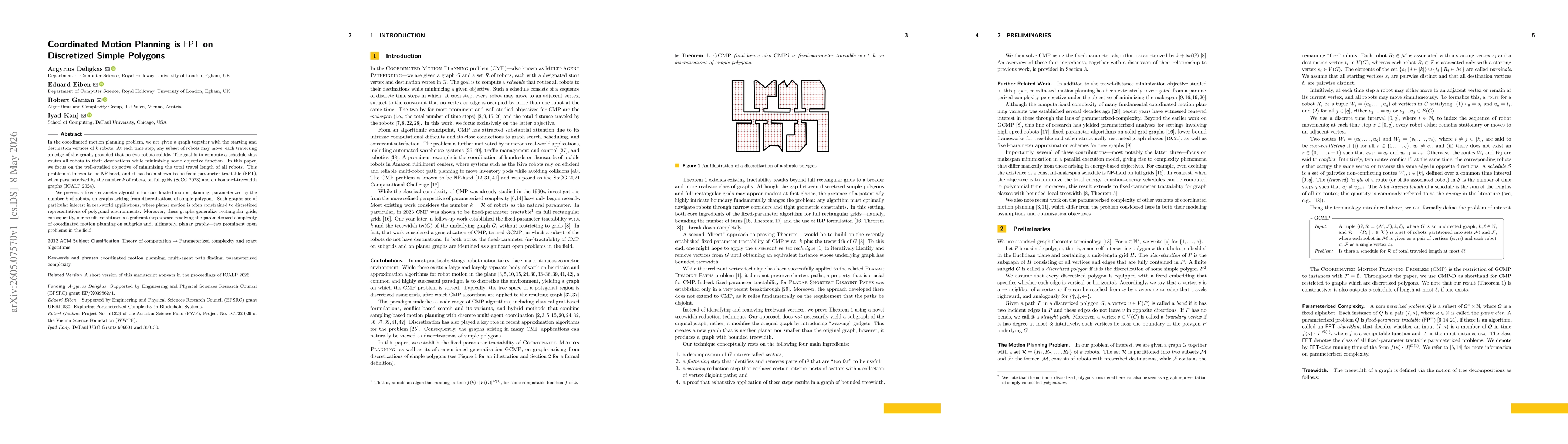 Thumbnail for Coordinated Motion Planning is FPT on Discretized Simple Polygons