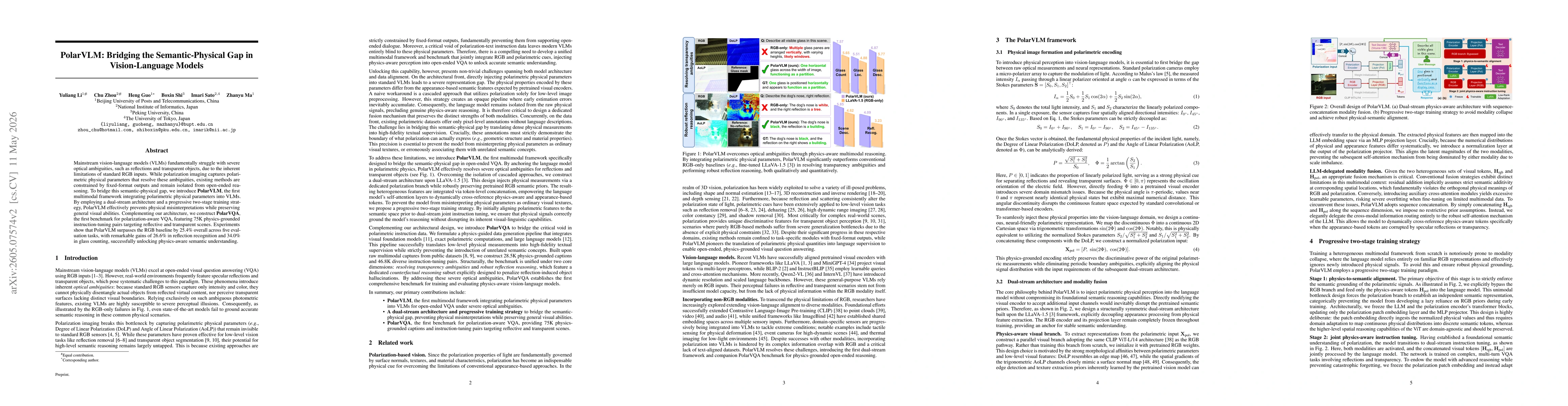 Thumbnail for PolarVLM: Bridging the Semantic-Physical Gap in Vision-Language Models