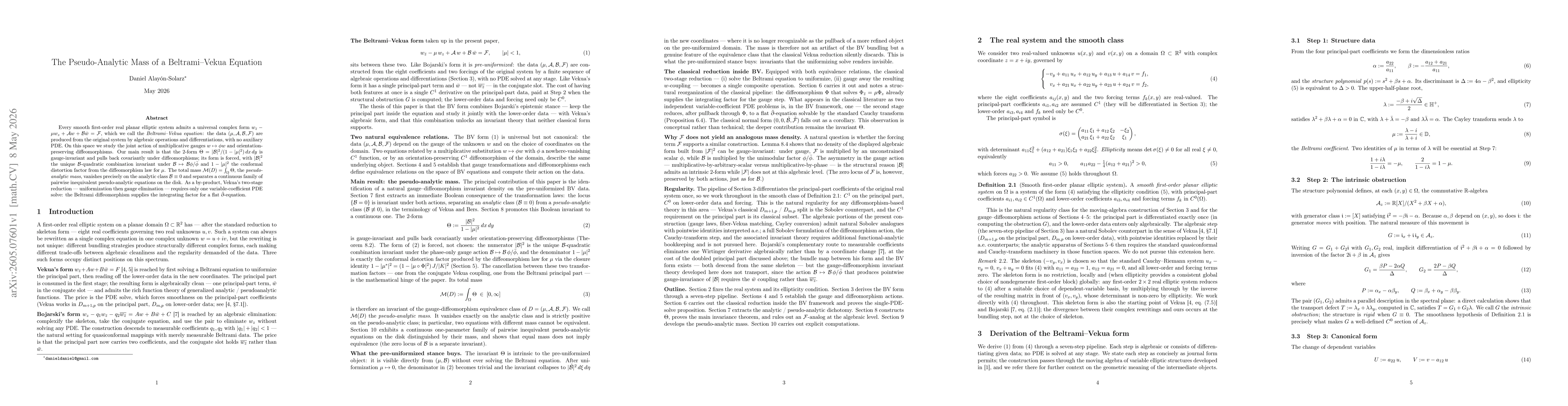 Thumbnail for The Pseudo-Analytic Mass of a Beltrami-Vekua Equation