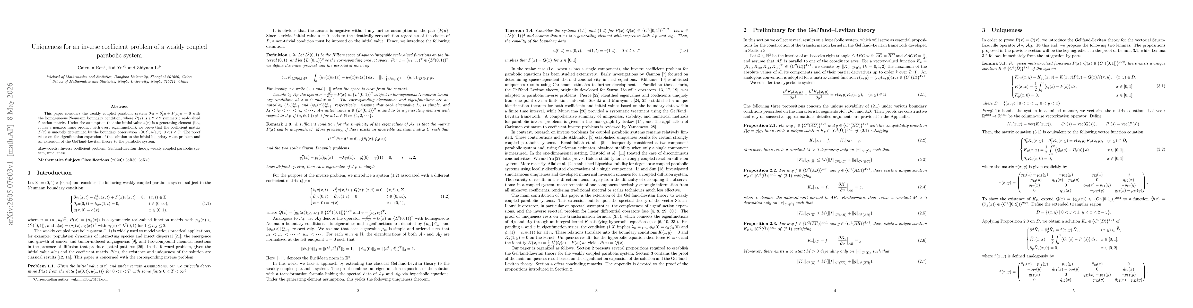 Thumbnail for Uniqueness for an inverse coefficient problem of a weakly coupled parabolic system