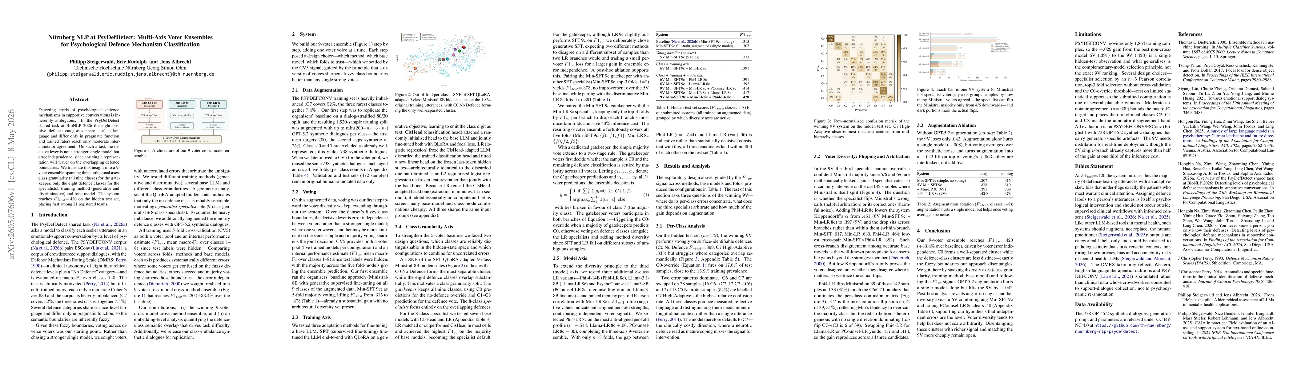 Thumbnail for Nürnberg NLP at PsyDefDetect: Multi-Axis Voter Ensembles for Psychological Defence Mechanism Classification