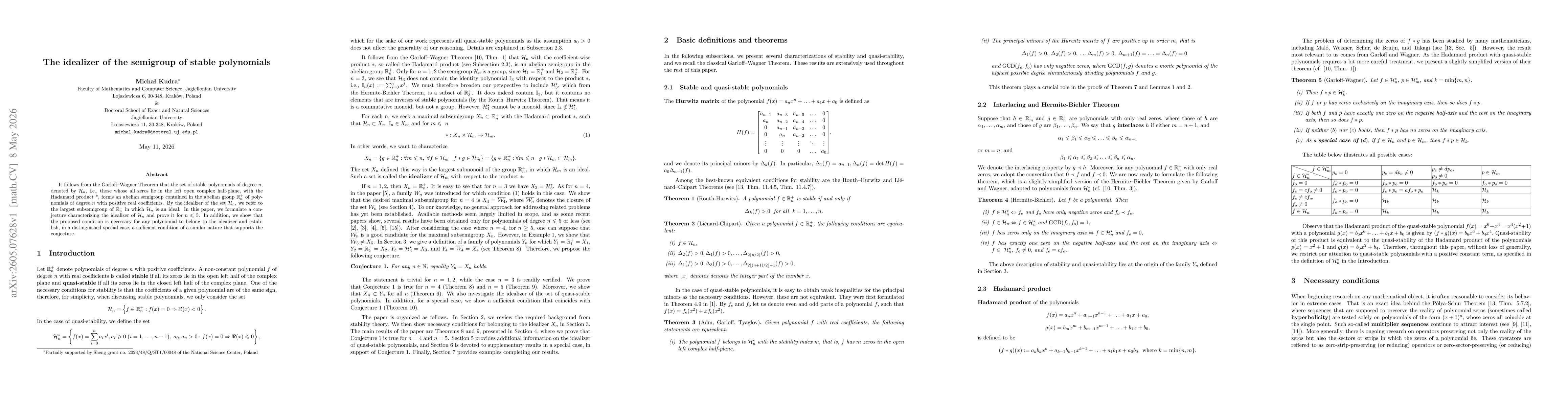 Thumbnail for The idealizer of the set of quasi-stable polynomials