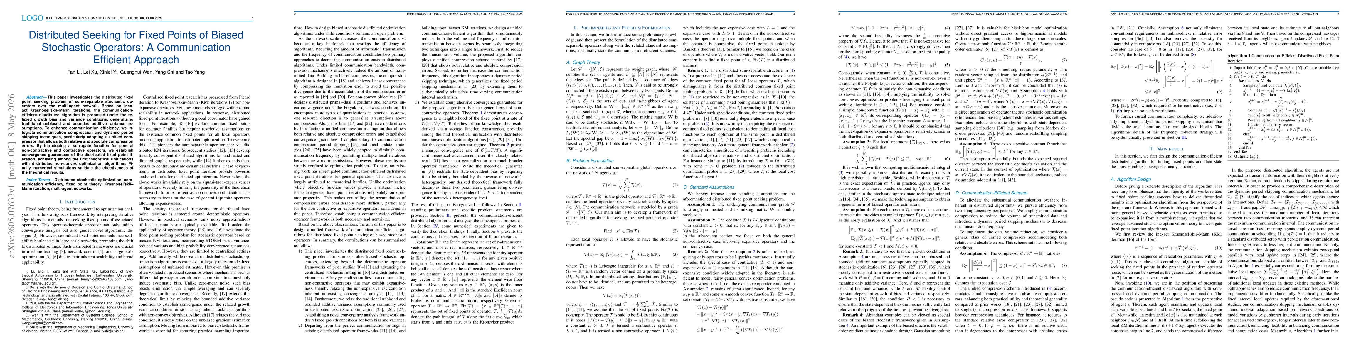 Thumbnail for Distributed Seeking for Fixed Points of Biased Stochastic Operators: A Communication Efficient Approach