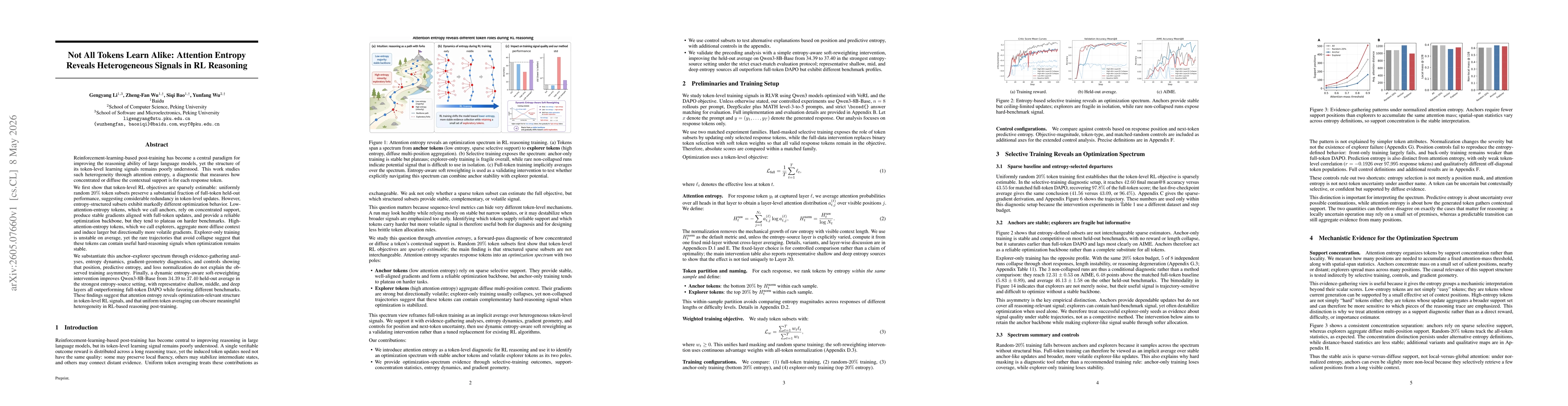 Thumbnail for Not All Tokens Learn Alike: Attention Entropy Reveals Heterogeneous Signals in RL Reasoning