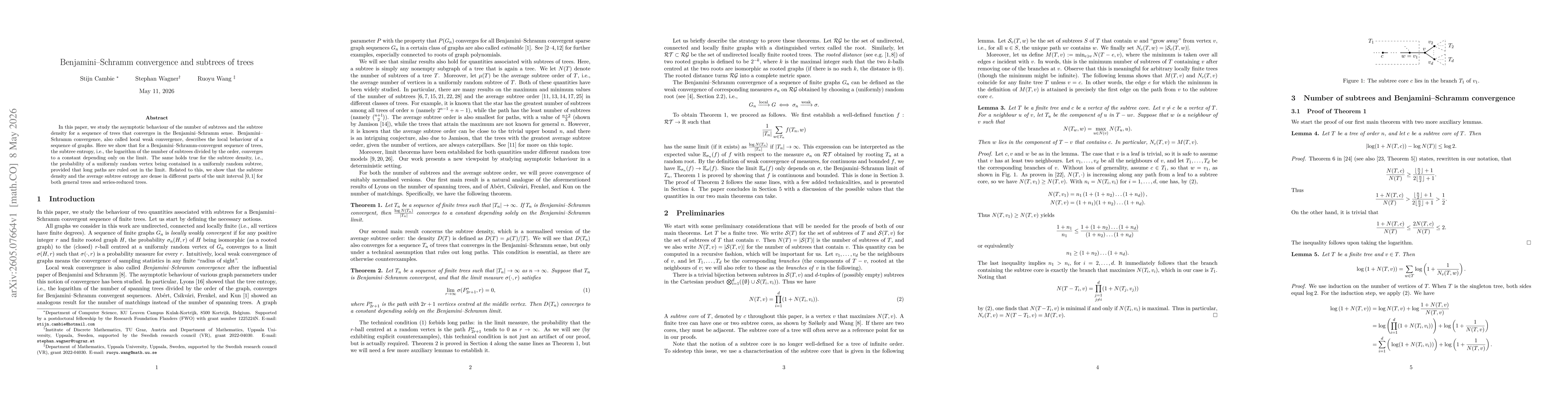Thumbnail for Benjamini-Schramm convergence and subtrees of trees