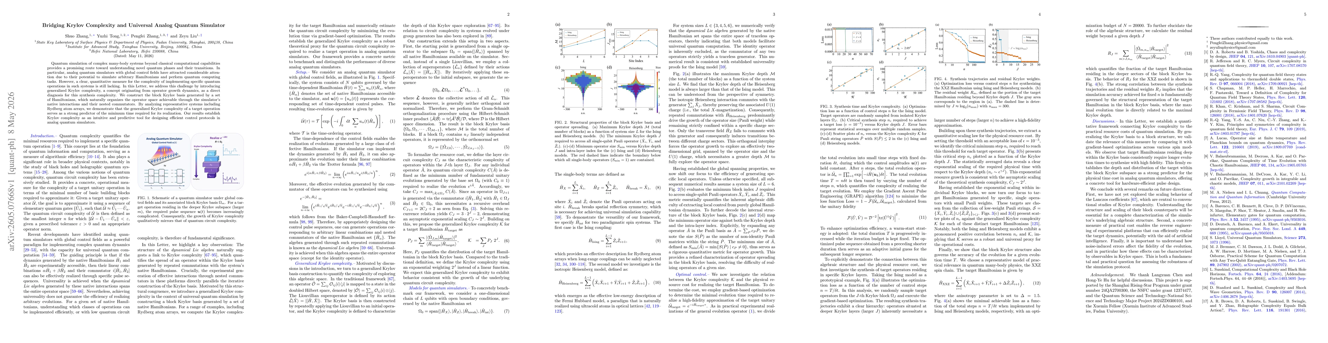 Thumbnail for Bridging Krylov Complexity and Universal Analog Quantum Simulator