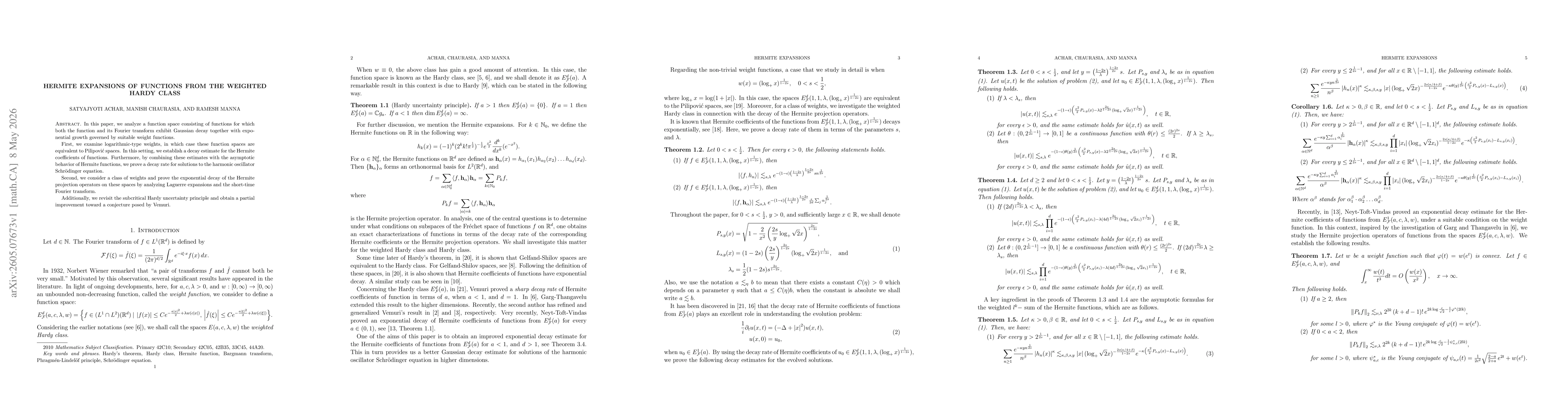 Thumbnail for Hermite expansions of functions from the weighted Hardy class