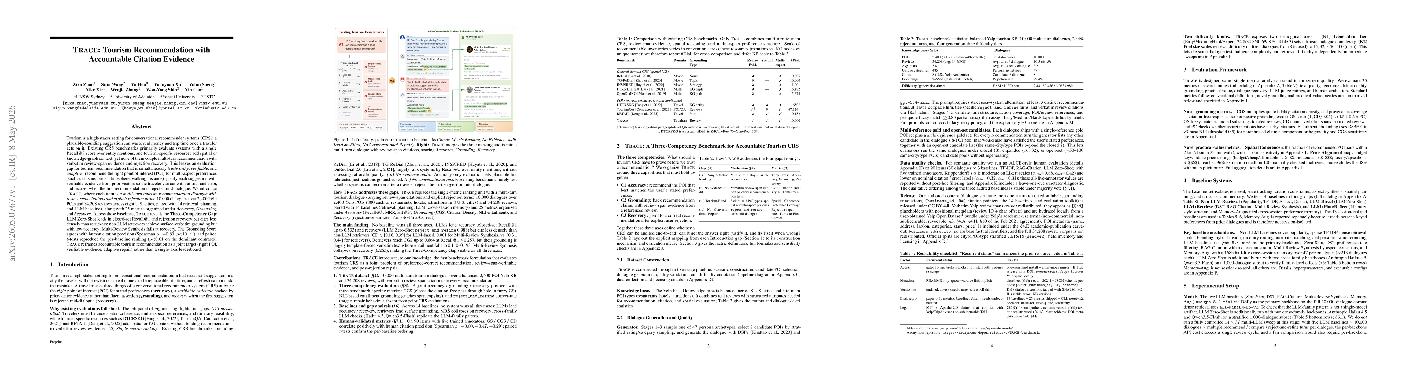 Thumbnail for TRACE: Tourism Recommendation with Accountable Citation Evidence