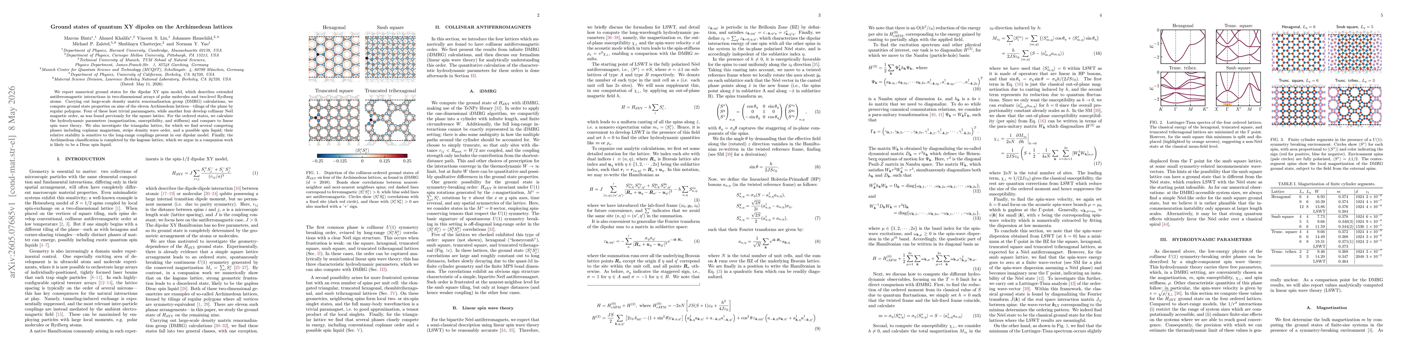Thumbnail for Ground states of quantum XY dipoles on the Archimedean lattices