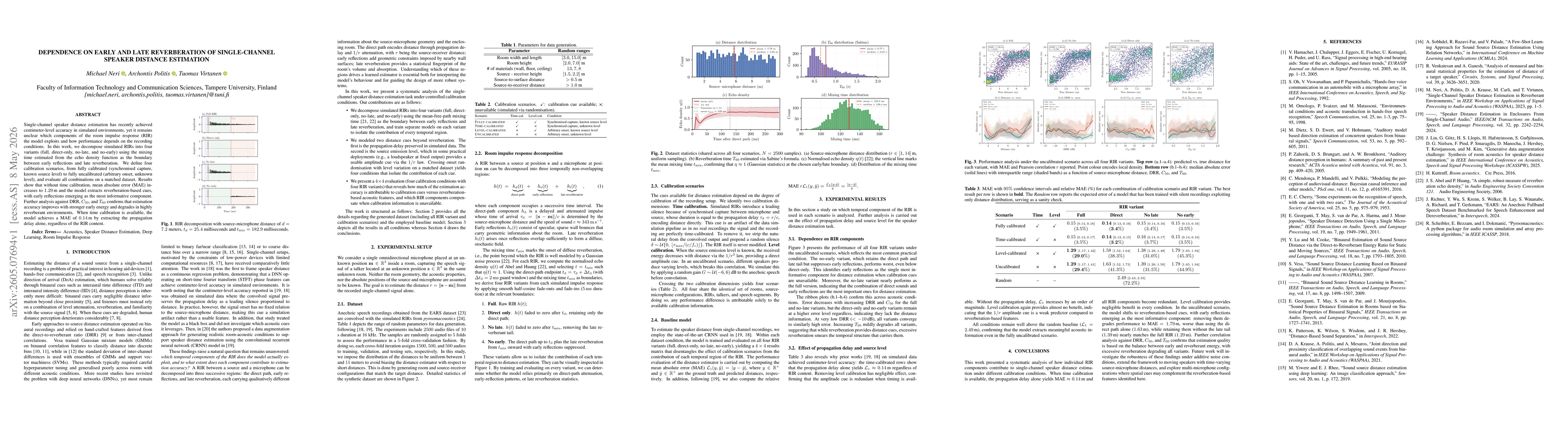 Thumbnail for Dependence on Early and Late Reverberation of Single-Channel Speaker Distance Estimation