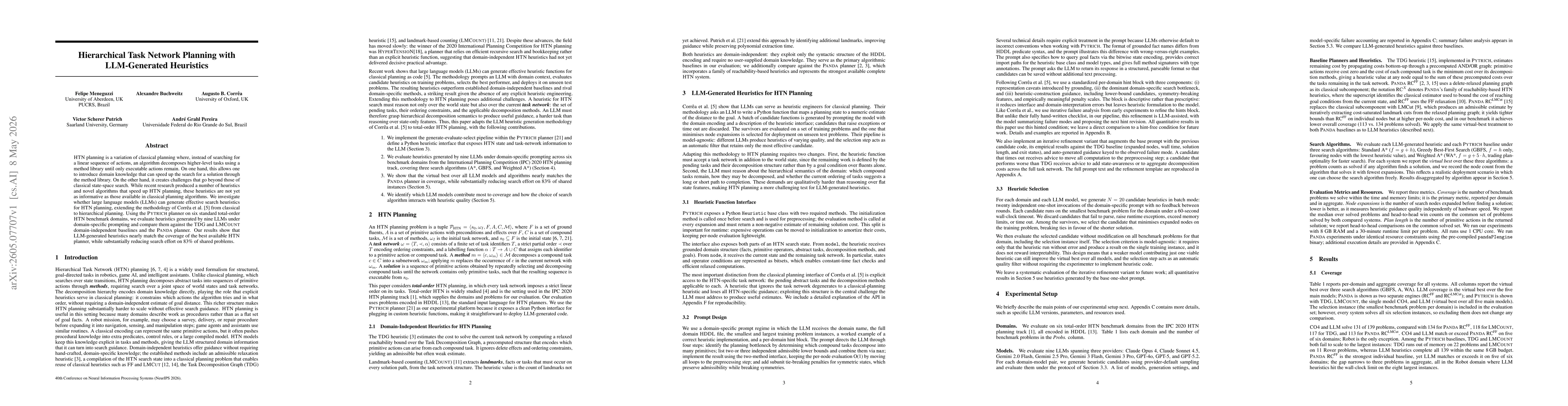 Thumbnail for Hierarchical Task Network Planning with LLM-Generated Heuristics