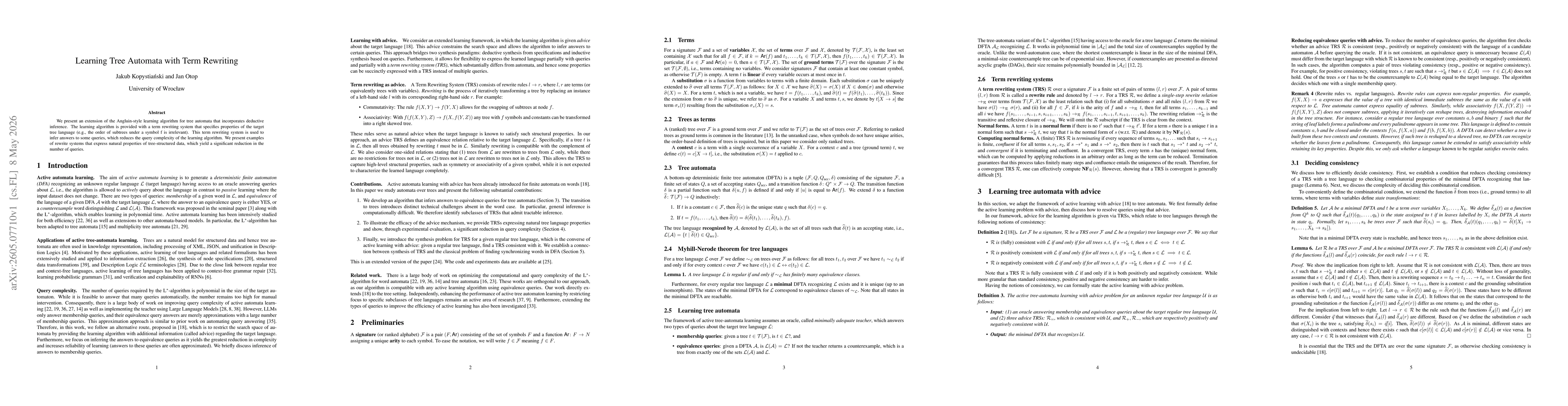 Thumbnail for Learning Tree Automata with Term Rewriting