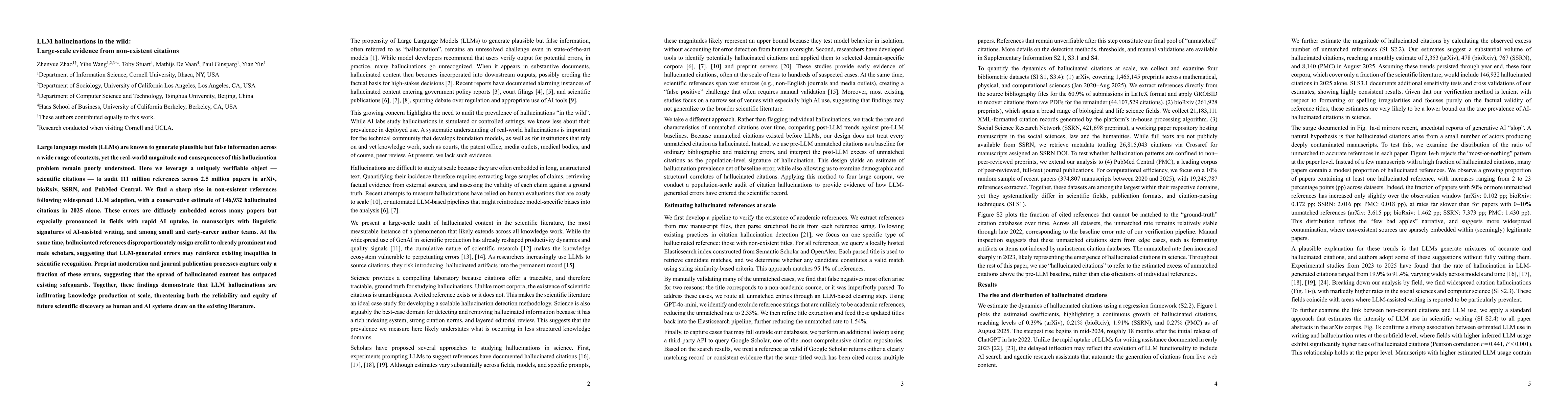 Thumbnail for LLM hallucinations in the wild: Large-scale evidence from non-existent citations