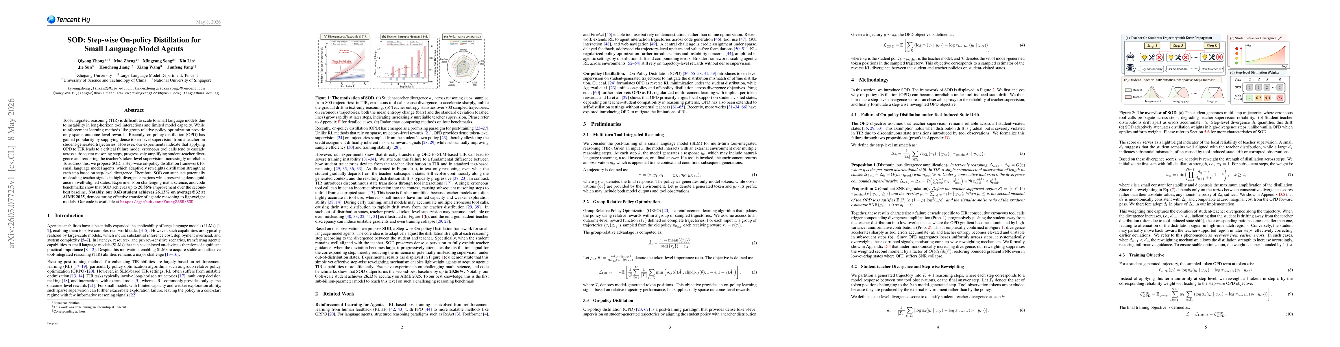 Thumbnail for SOD: Step-wise On-policy Distillation for Small Language Model Agents