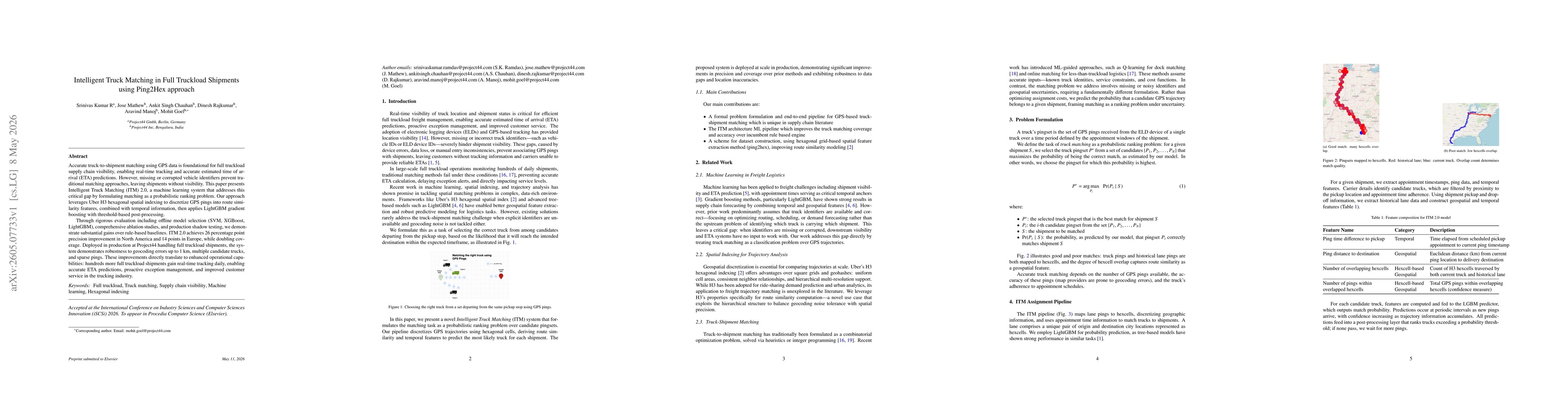 Thumbnail for Intelligent Truck Matching in Full Truckload Shipments using Ping2Hex approach
