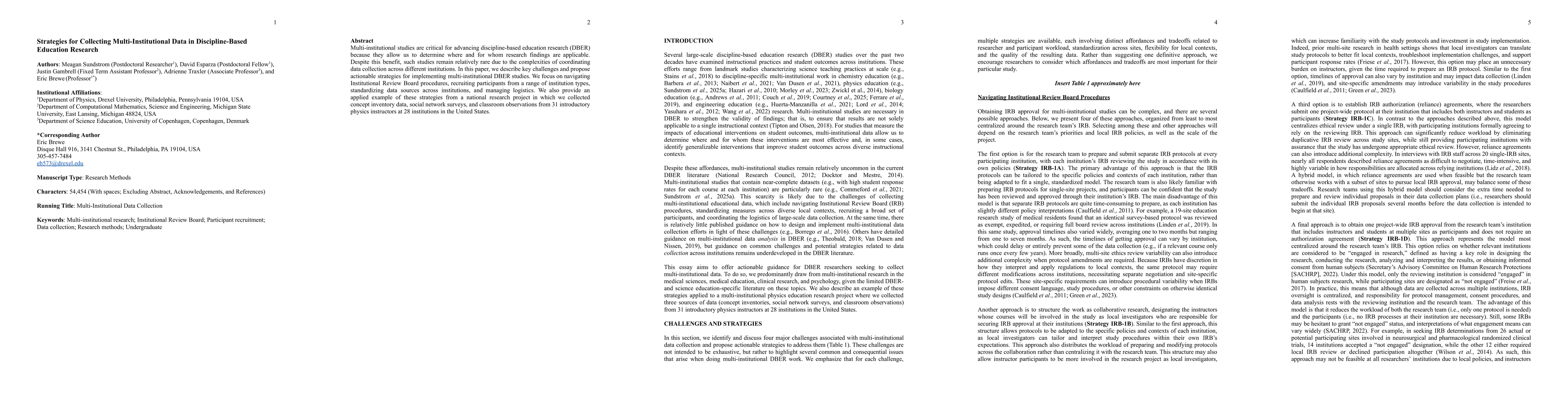Thumbnail for Strategies for Collecting Multi-Institutional Data in Discipline-Based Education Research