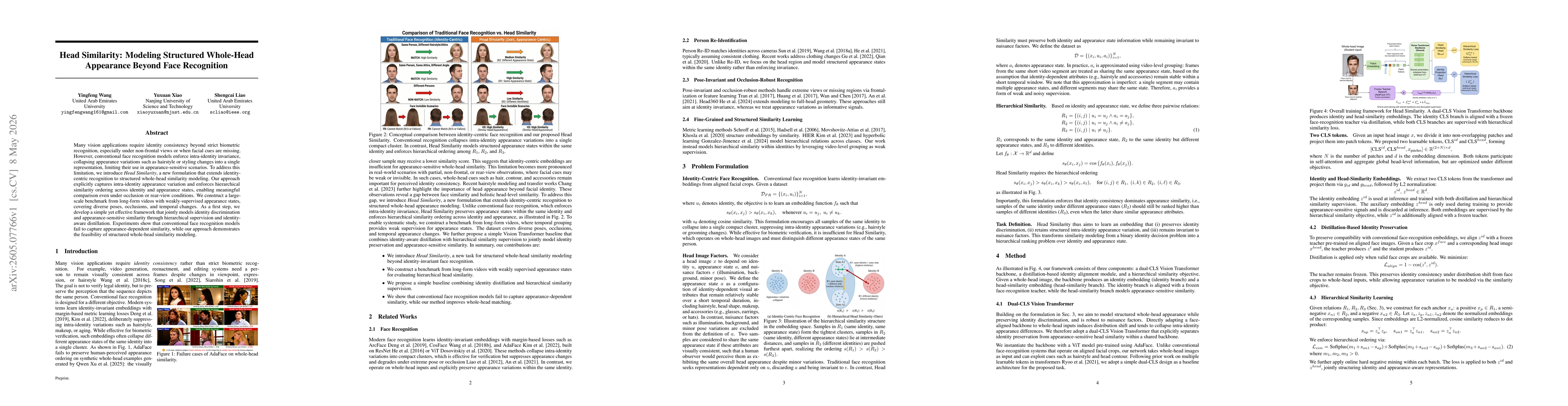 Thumbnail for Head Similarity: Modeling Structured Whole-Head Appearance Beyond Face Recognition