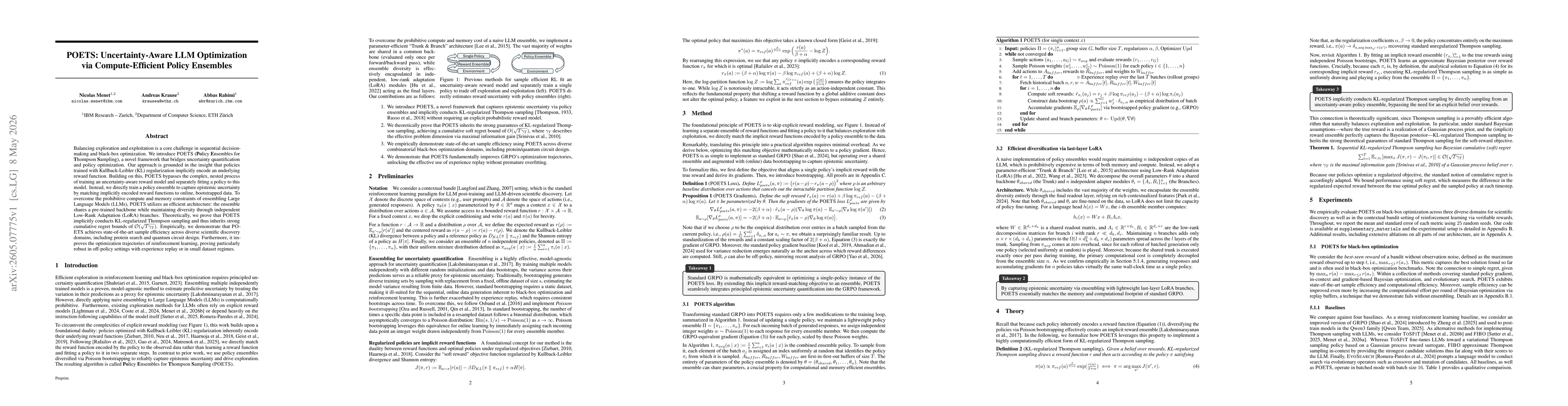 Thumbnail for POETS: Uncertainty-Aware LLM Optimization via Compute-Efficient Policy Ensembles