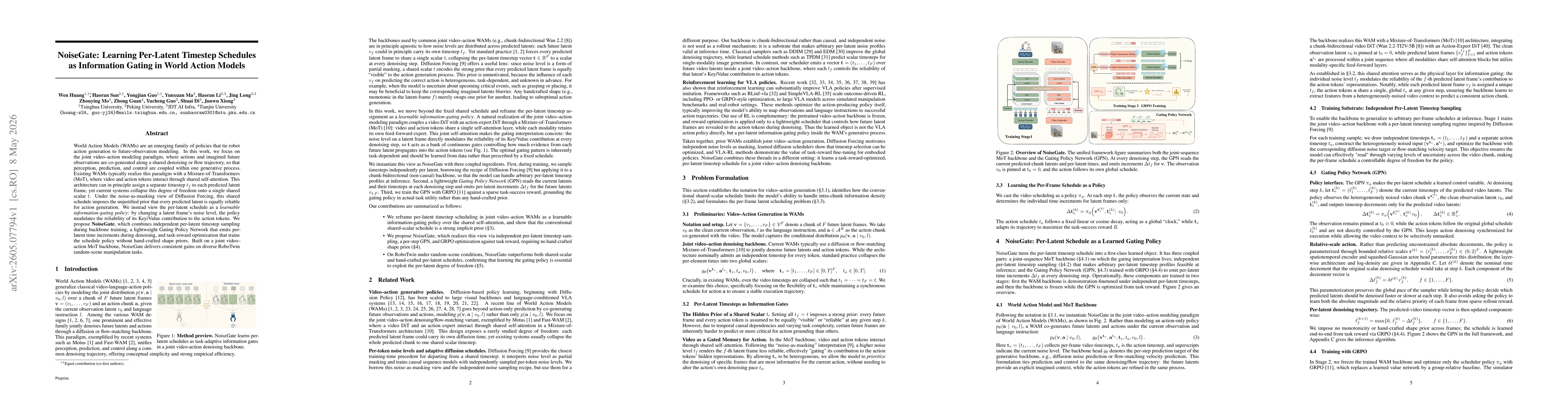 Thumbnail for NoiseGate: Learning Per-Latent Timestep Schedules as Information Gating in World Action Models