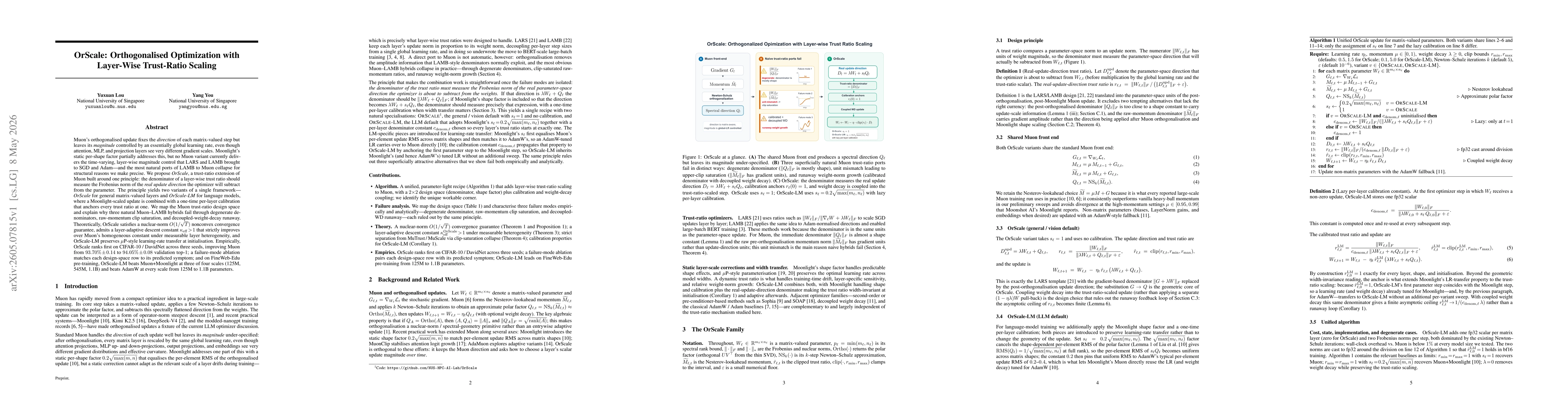 Thumbnail for OrScale: Orthogonalised Optimization with Layer-Wise Trust-Ratio Scaling