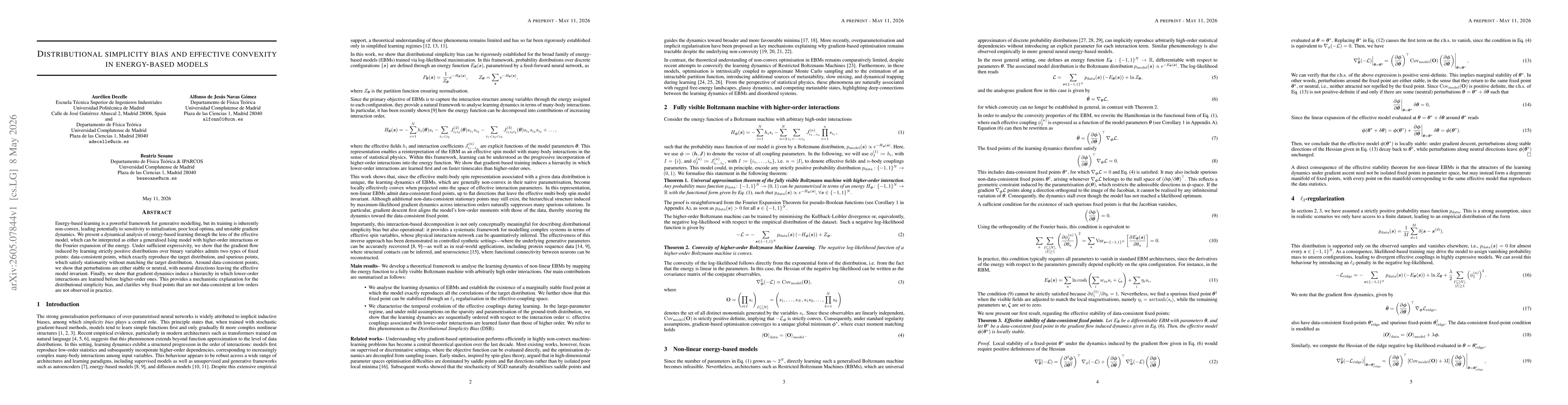 Thumbnail for Distributional simplicity bias and effective convexity in Energy Based Models