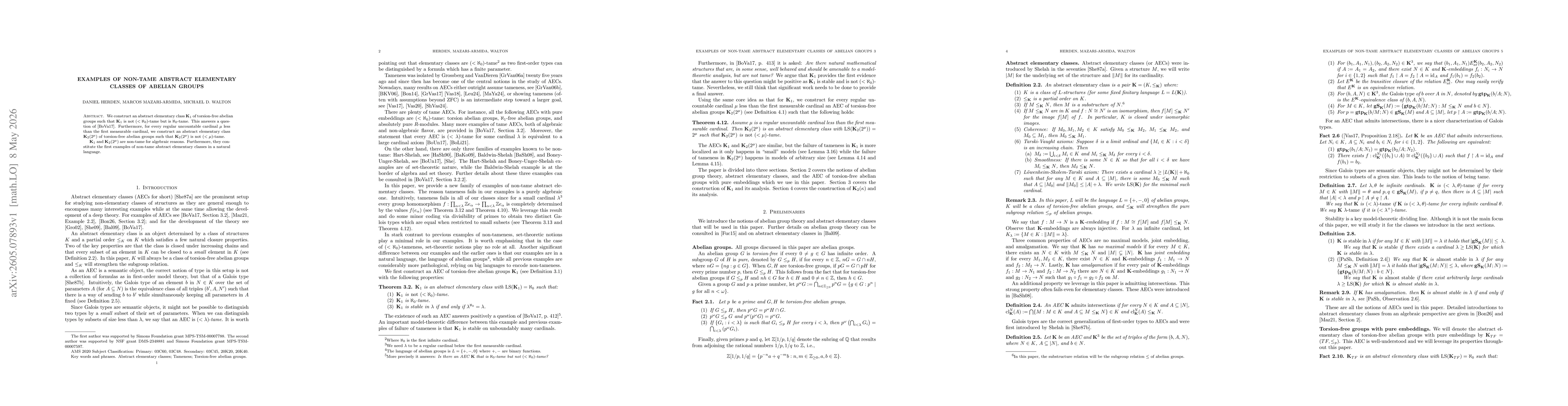 Thumbnail for Examples of non-tame abstract elementary classes of abelian groups