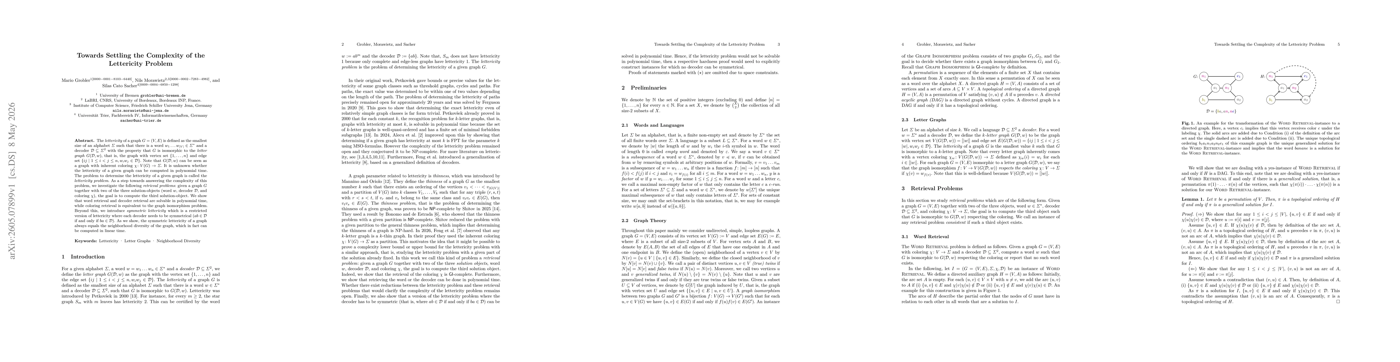 Thumbnail for Towards Settling the Complexity of the Lettericity Problem