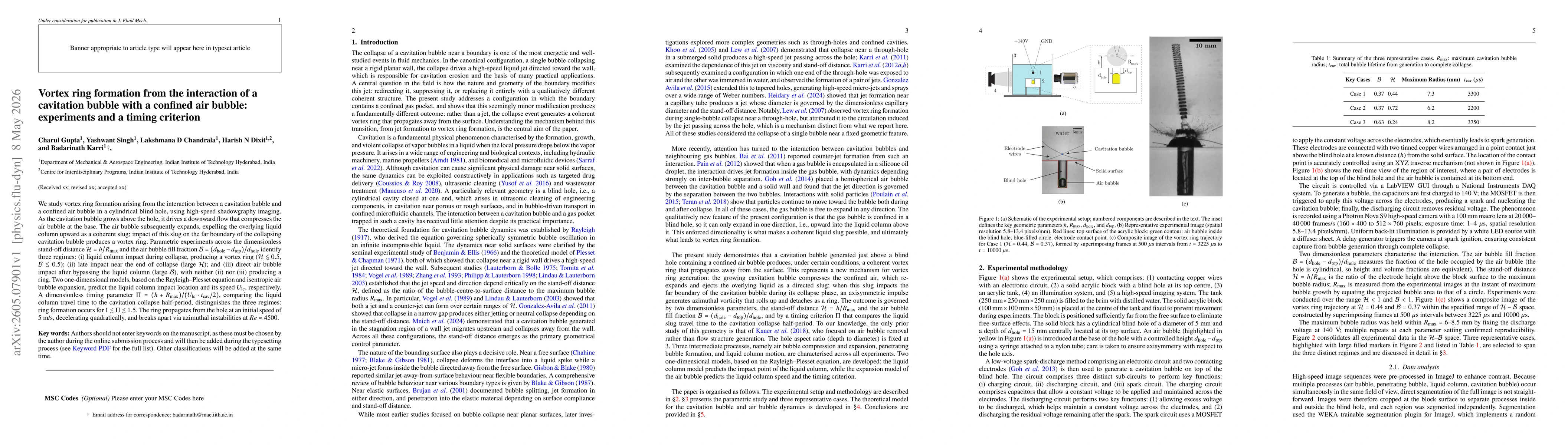 Thumbnail for Vortex ring formation from the interaction of a cavitation bubble with a confined air bubble: experiments and a timing criterion