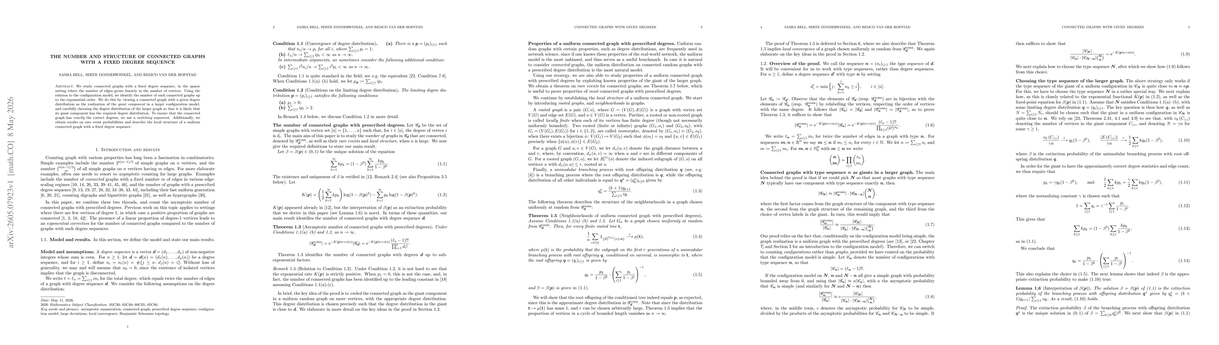 Thumbnail for The number and structure of connected graphs with a fixed degree sequence