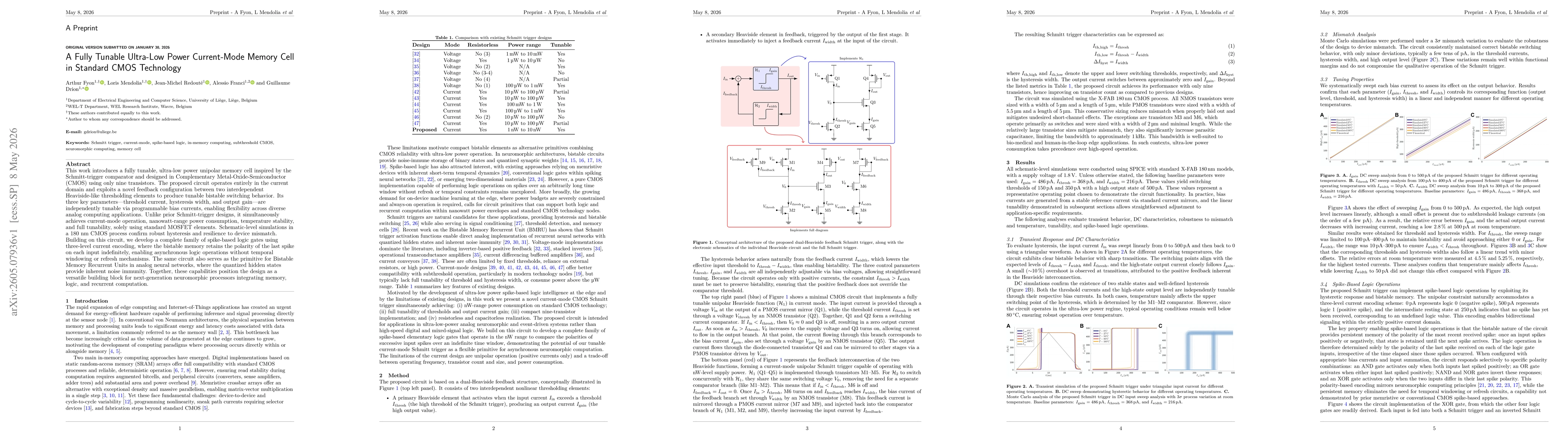 Thumbnail for A Fully Tunable Ultra-Low Power Current-Mode Memory Cell in Standard CMOS Technology