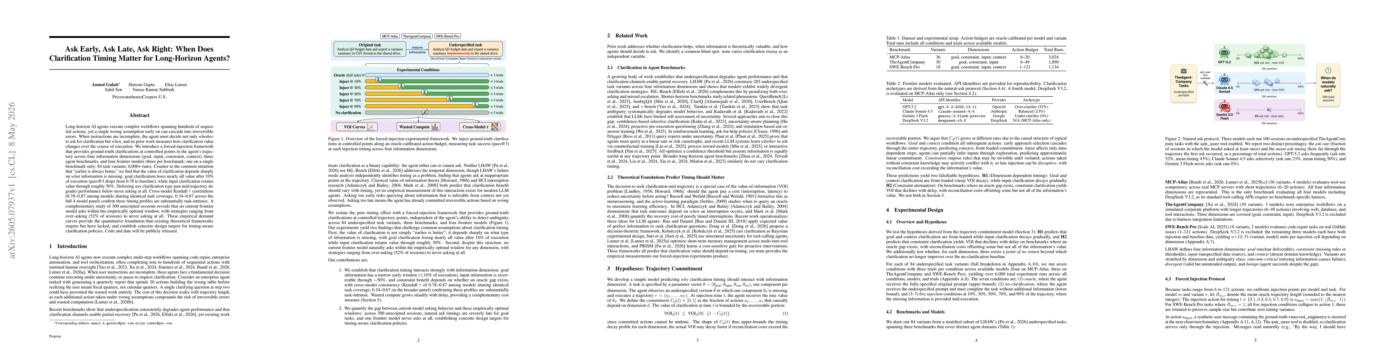Thumbnail for Ask Early, Ask Late, Ask Right: When Does Clarification Timing Matter for Long-Horizon Agents?