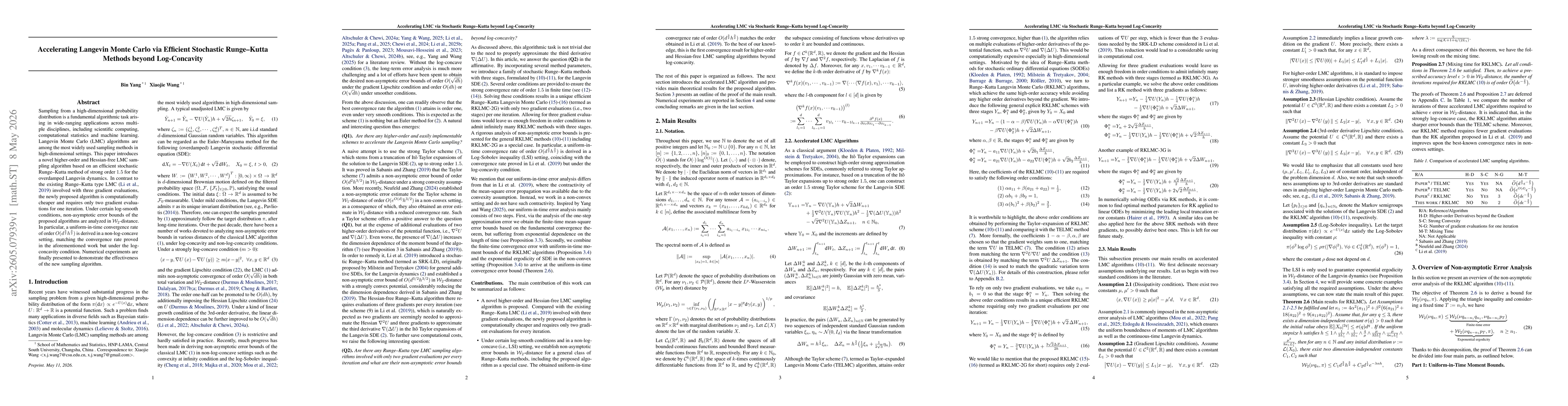 Thumbnail for Accelerating Langevin Monte Carlo via Efficient Stochastic Runge--Kutta Methods beyond Log-Concavity