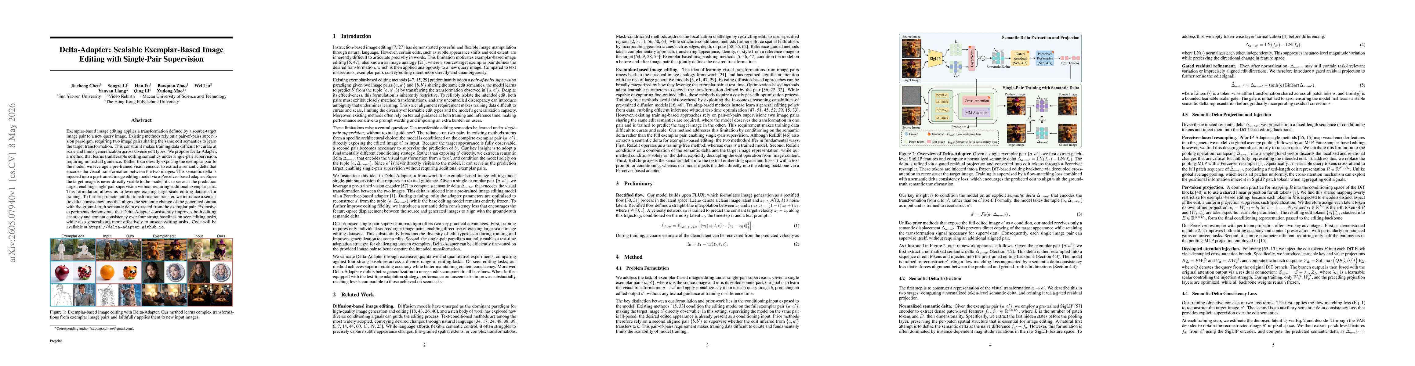 Thumbnail for Delta-Adapter: Scalable Exemplar-Based Image Editing with Single-Pair Supervision