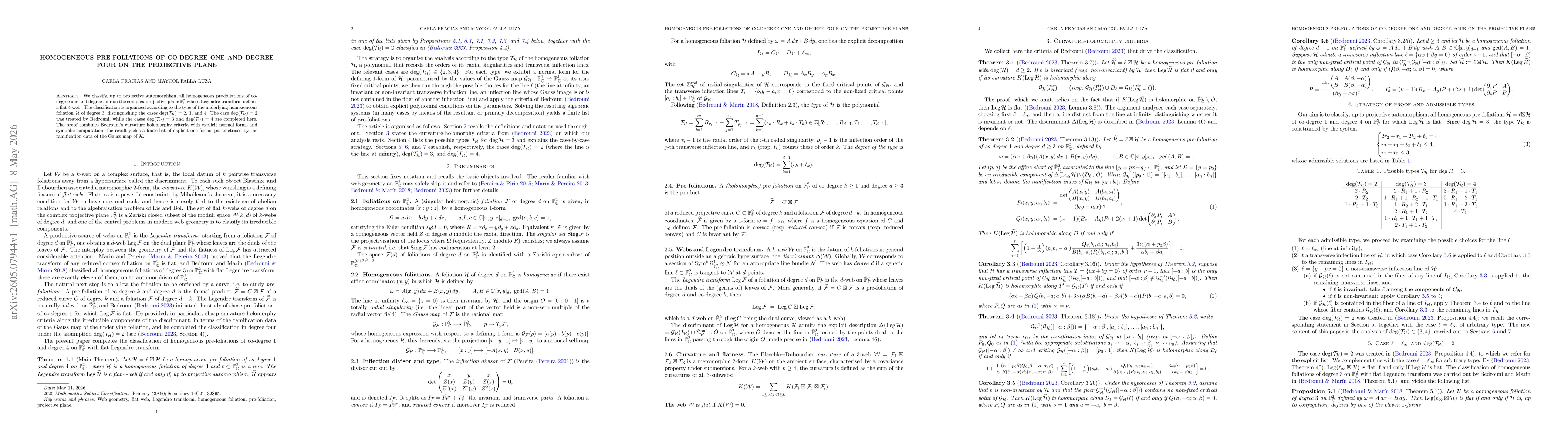 Thumbnail for Homogeneous pre-foliations of co-degree one and degree four on the projective plane
