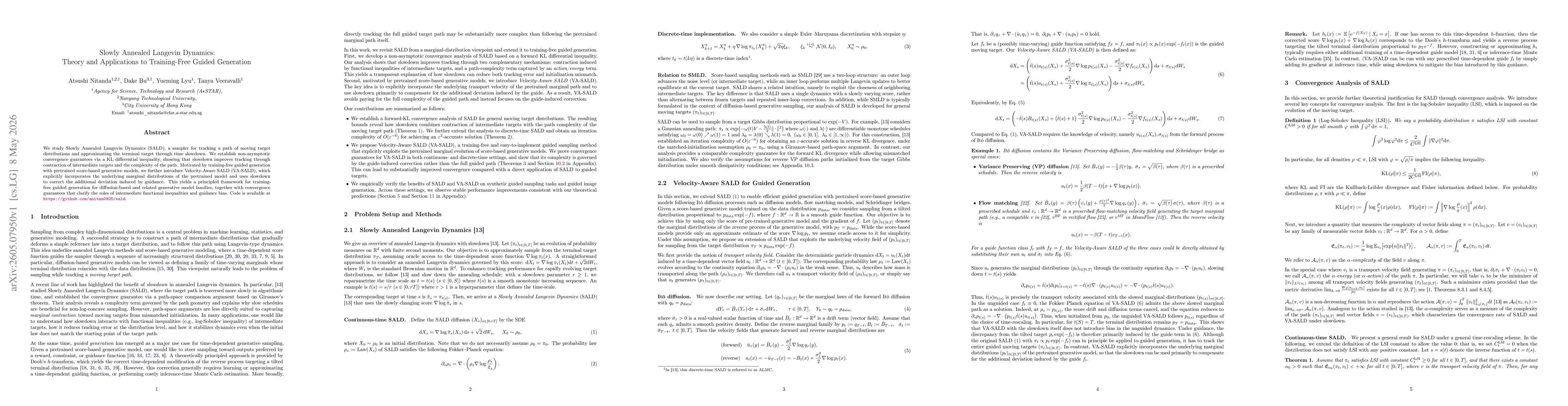 Thumbnail for Slowly Annealed Langevin Dynamics: Theory and Applications to Training-Free Guided Generation