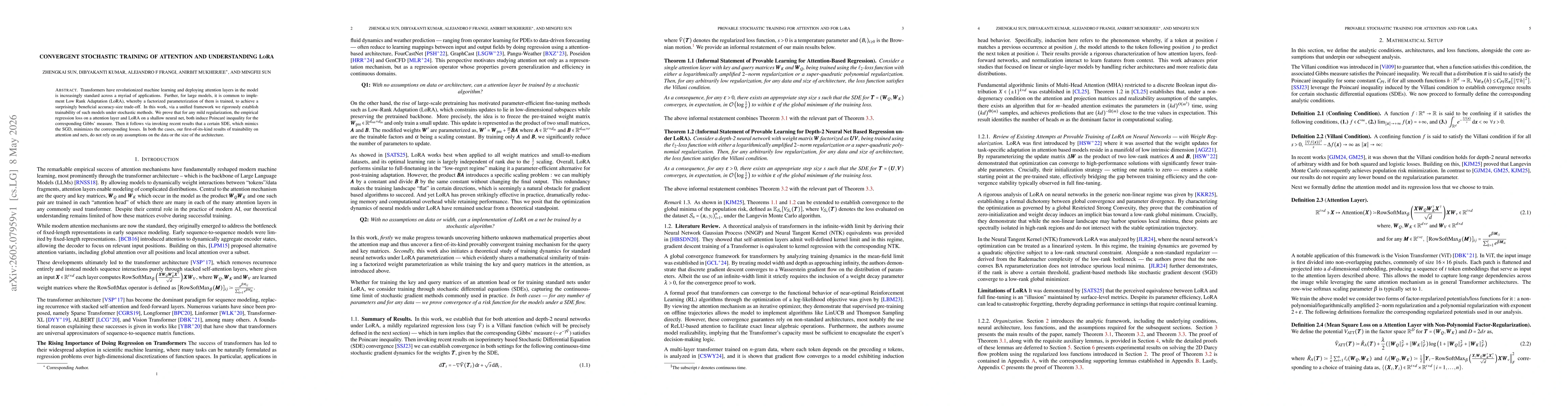 Thumbnail for Convergent Stochastic Training of Attention and Understanding LoRA