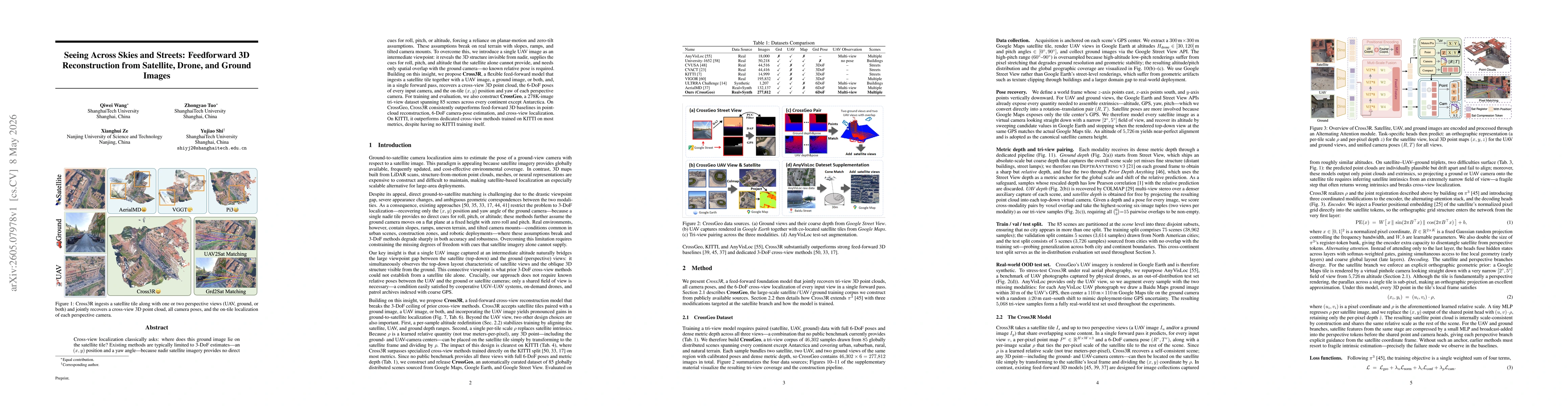 Thumbnail for Seeing Across Skies and Streets: Feedforward 3D Reconstruction from Satellite, Drone, and Ground Images