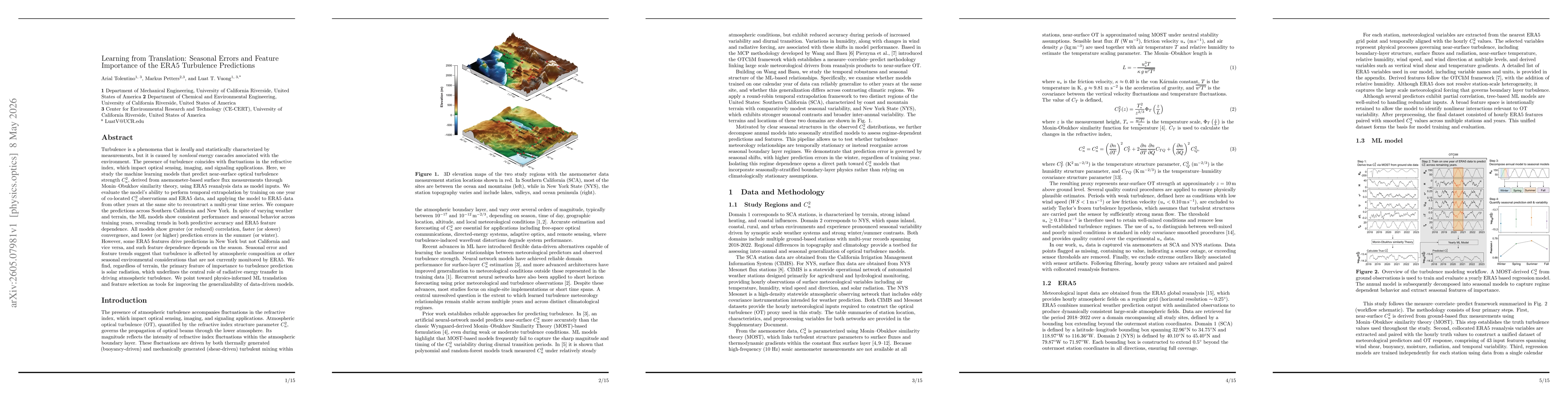Thumbnail for Learning from Translation: Seasonal Errors and Feature Importance of the ERA5 Turbulence Predictions