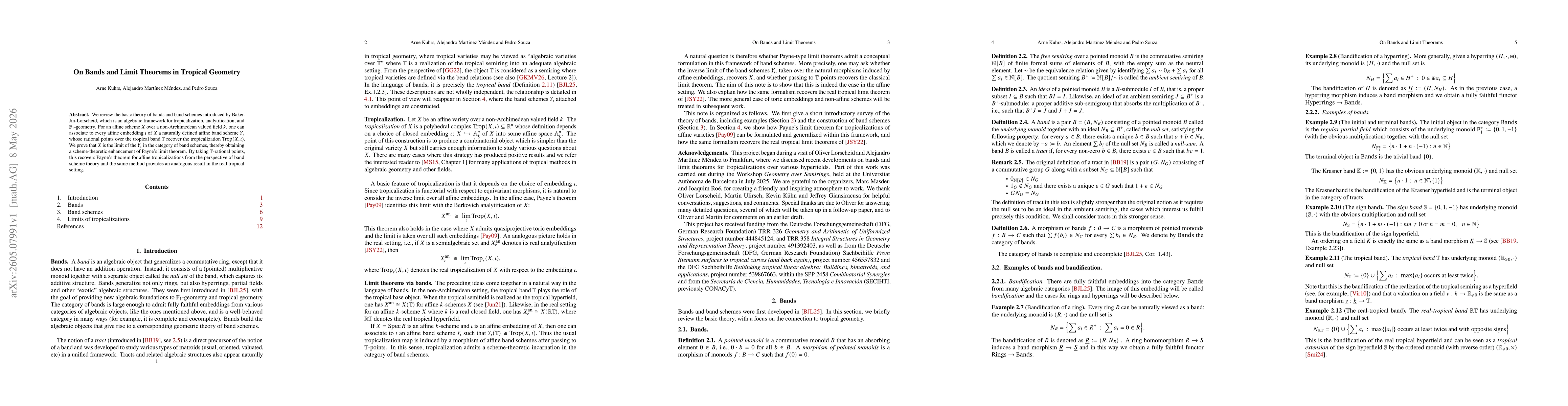 Thumbnail for On Bands and Limit Theorems in Tropical Geometry