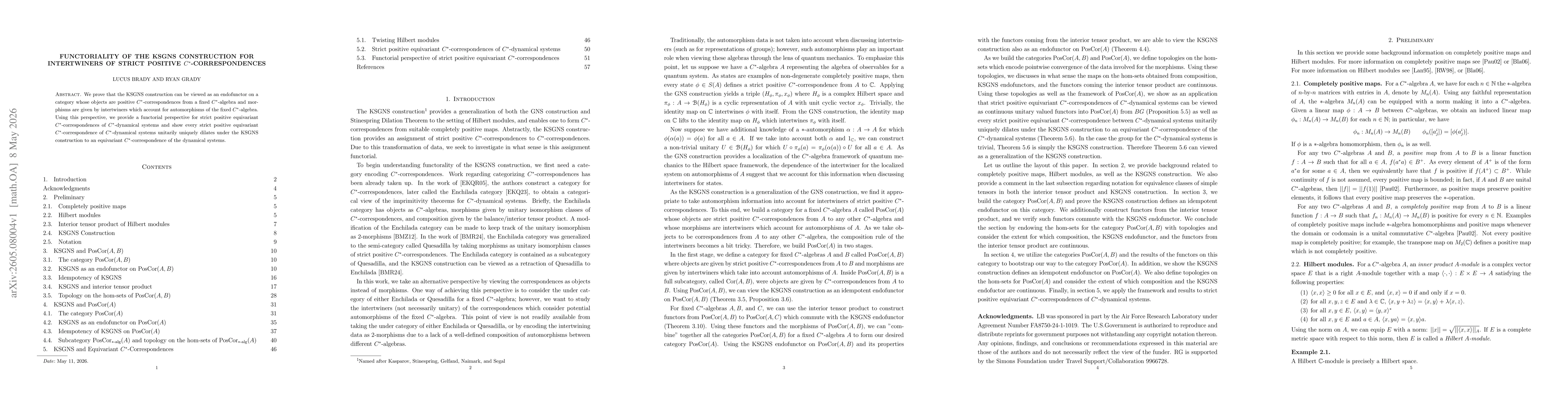 Thumbnail for Functoriality of the KSGNS Construction for Intertwiners of Strict Positive $C^*$-Correspondences