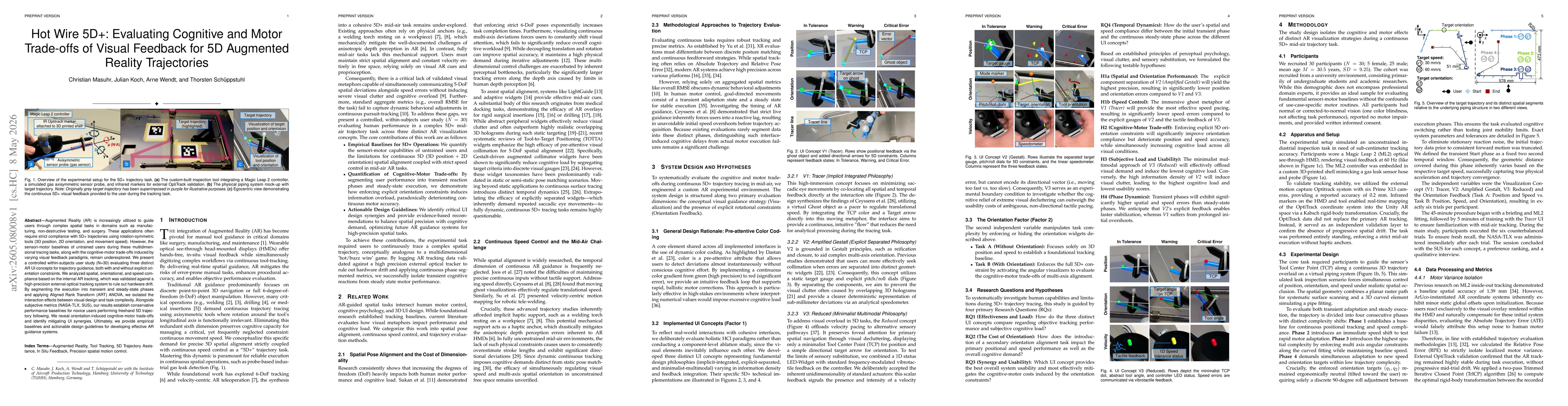 Thumbnail for Hot Wire 5D+: Evaluating Cognitive and Motor Trade-offs of Visual Feedback for 5D Augmented Reality Trajectories