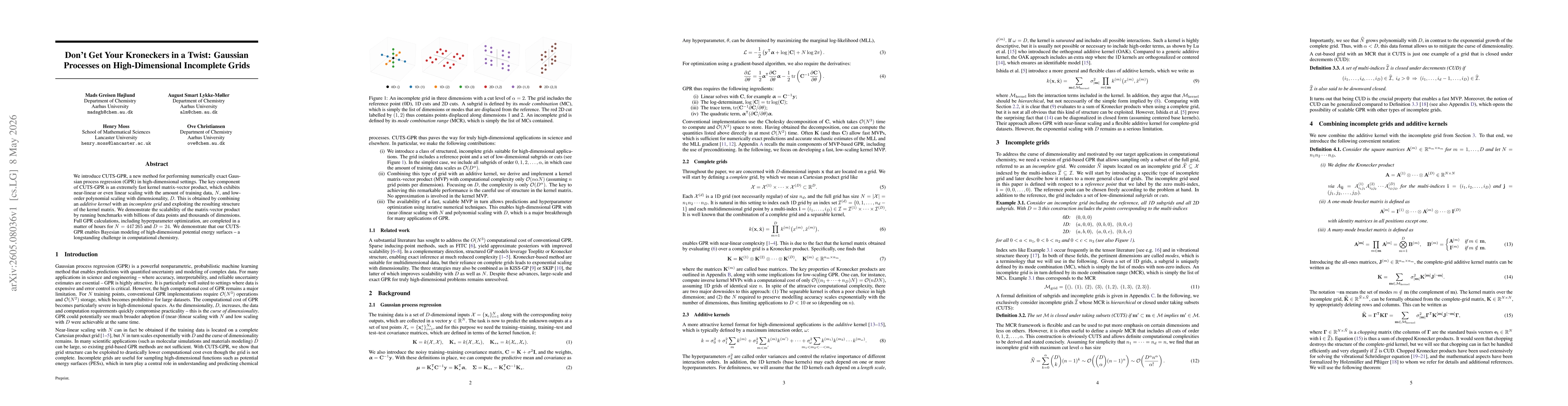 Thumbnail for Don't Get Your Kroneckers in a Twist: Gaussian Processes on High-Dimensional Incomplete Grids