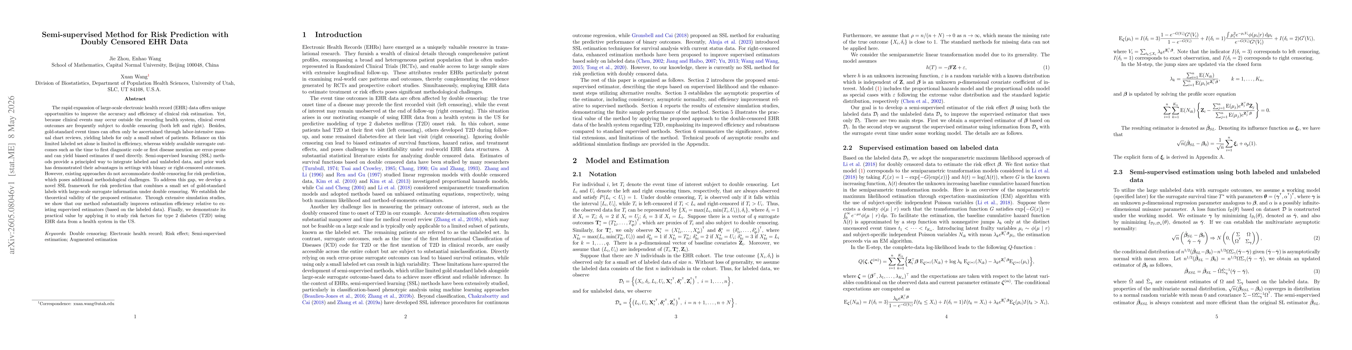 Thumbnail for Semi-supervised Method for Risk Prediction with Doubly Censored EHR Data